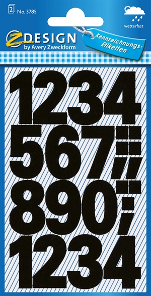 Avery manuel etiket tal 0-9 25 mm sort mm, 48 stk. 
